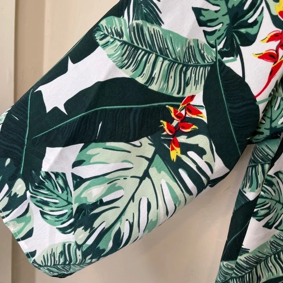 Rachel Zoe NWT Tropical Banana Leaf Pattern Open Front Semi Sheer Duster Kimono - Picture 11 of 16